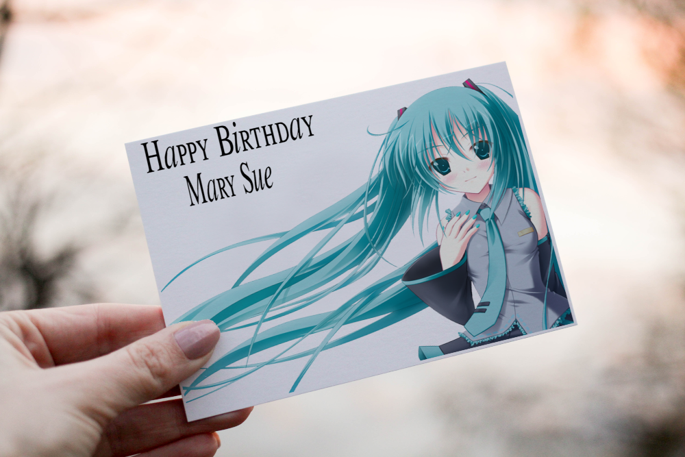 Miku Anime Birthday Card, Personalized Card for Birthday, Anime - Click Image to Close